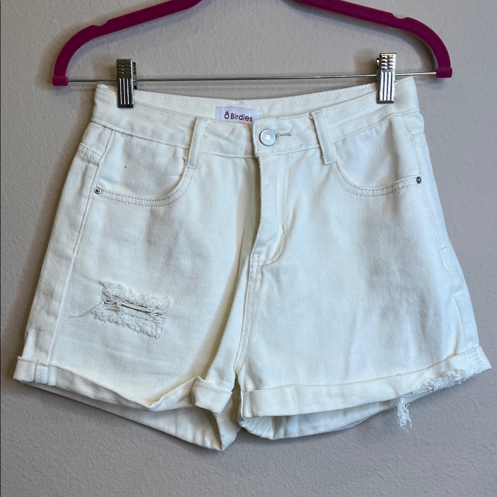 Verge Girl White/ Cream Jean Shorts - Medium